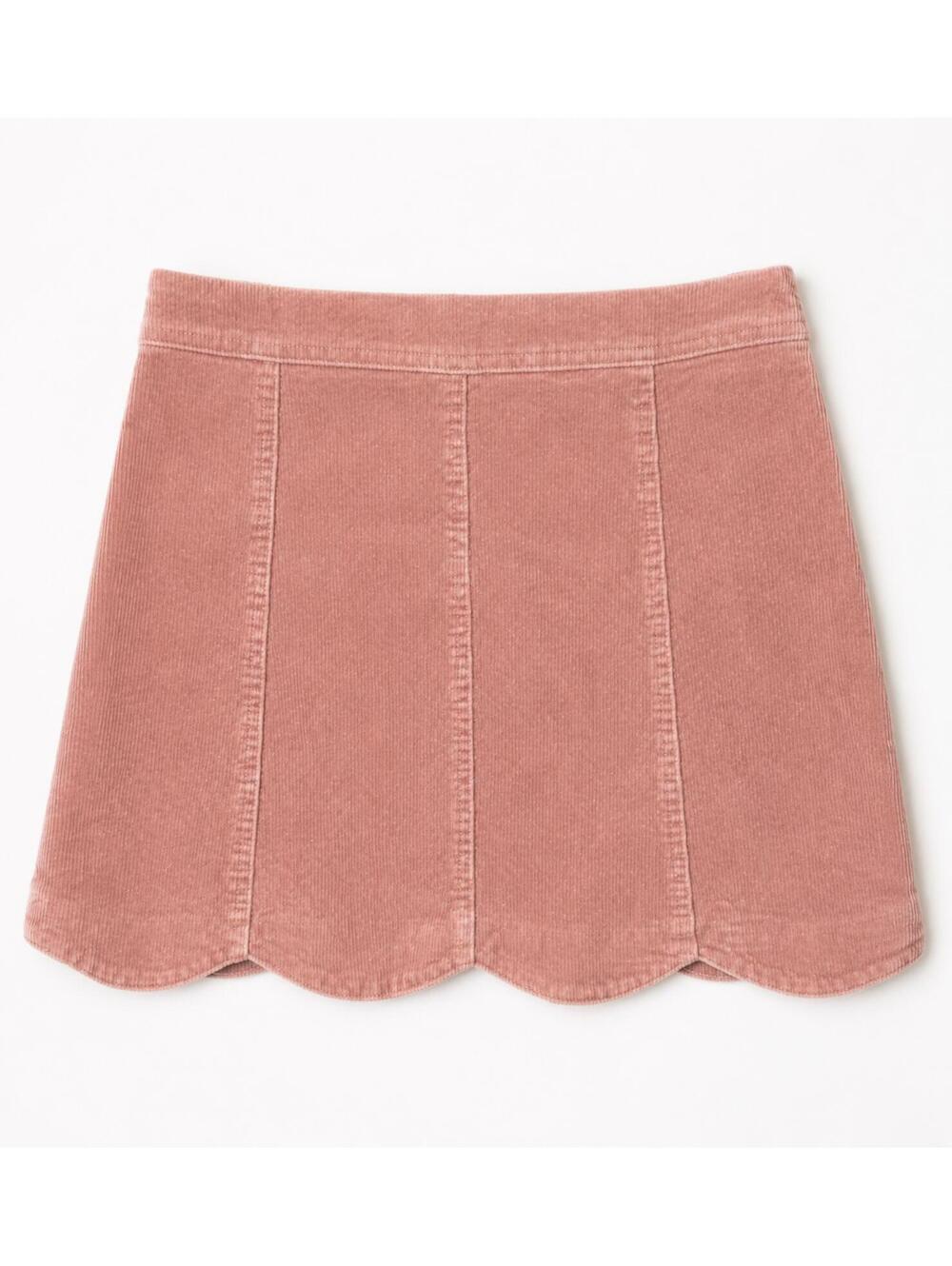 Altar'd State Sophia Scalloped Hem Corduroy Mini Skirt Blush Pink Womens Size Sm